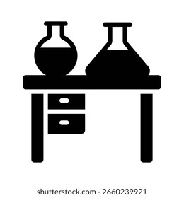 Lab table icon creatively designed in glyph style
