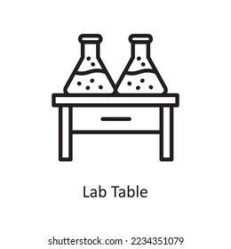 Lab Table Vector Outline Icon Design illustration. Medical Symbol on White background EPS 10 File