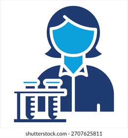 Lab Technician Flat Blue Icon Vector Illustration