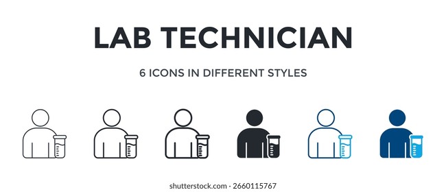 Ícone Do Técnico De Laboratório Em Ilustração De Vetor De Estilo Diferente. Projetado Em Linha Fina, Linha Regular, Linha Em Negrito, Glifo, Linha De Cor E Estilo De Glifo De Cor Pode Ser Usado Para Web