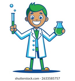 Técnico de laboratório com projeto de vetor de tubo.