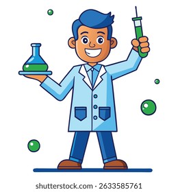 Técnico de laboratório com projeto de vetor de tubo.