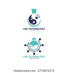 lab technology creative laboratory flux logo design for science research medical business startup