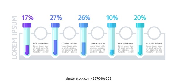 Lab test blue gradient infographic chart design template. Health care. Abstract vector infochart with blank copy spaces. Instructional graphics with 5 step sequence. Visual data presentation