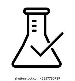 Lab test with check mark icon. Line vector. Isolate on white background.