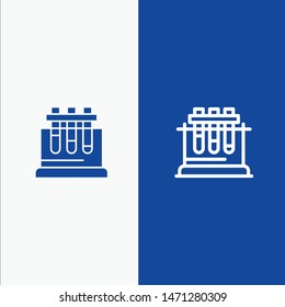 Lab, Test, Chemistry, Science Line and Glyph Solid icon Blue banner. Vector Icon Template background