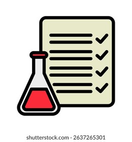 Lab Test mini illustration outline color icon, use for research and development, education, industry, UI, UX kit, app and web development, digital or print.