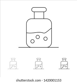 Lab, Test, Science, Bottle Bold and thin black line icon set