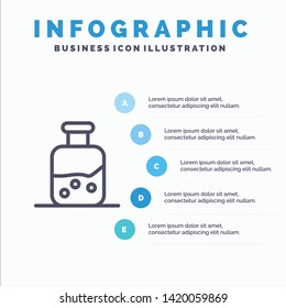 Lab, Test, Science, Bottle Line icon with 5 steps presentation infographics Background