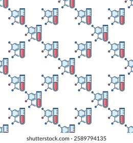 Lab Test Tube and Chemical Formula vector concept colored seamless pattern