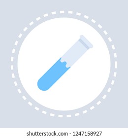 lab test tube icon blue fluid healthcare medical service logo medicine and health symbol concept flat