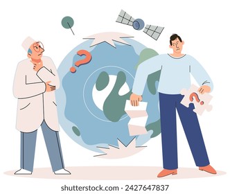 Prueba de laboratorio. Ilustración vectorial. La investigación de diversas variables ayuda a los científicos a sacar conclusiones significativas El análisis de los datos es un paso crucial en la investigación científica La investigación científica contribuye