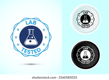 Lab tested icon. Laboratory testing product quality certificate symbol,  Clinically certified