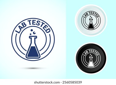 Lab tested icon. Laboratory testing product quality certificate symbol,  Clinically certified