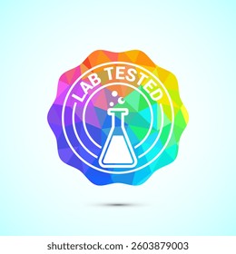 Lab tested icon. Laboratory testing product quality certificate symbol,  Clinically certified, low poly style