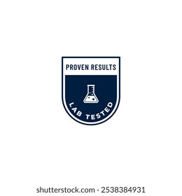 Lab tested label vector for product packaging design element. Clinically tested label for product packaging. Best lab tested icon for cosmetic or health product packaging design element.