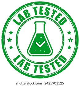 Lab tested medical vector stamp isolated on white background. Green flat guarantee seal of product safety.