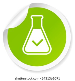 Lab tested product vector green sticker isolated on white background. Flat label design for clinically proven eco products