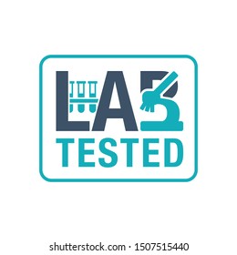 Lab Tested Sign - Laboratory Equipment (testing Flasks And Microscope) Intergated In Word - B Letter Science Logo - Isolated Vector Stamp For Clinically Proven Food And Pharmacy Products