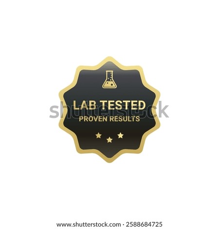 Lab tested stamp label vector isolated. Lab tested label for product packaging. Best lab tested icon for cosmetic or health product packaging design element.
