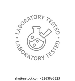 Lab tested vector with flask and checkmark. Laboratory approved label.