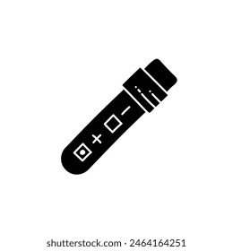 Tubo de prueba de laboratorio con resultado positivo y negativo icono dibujado a mano negro
