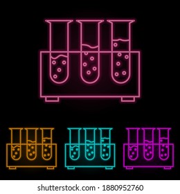 lab tests color neon set. Simple thin line, outline vector of web icons for ui and ux, website or mobile application