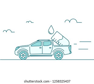 Lab tests at home concept. Car is carring a flask