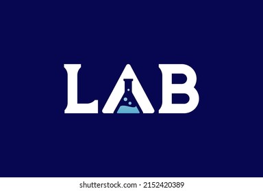 Ilustración vectorial del diseño del logotipo de tipografía de texto de laboratorio