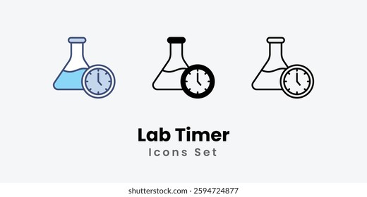 Lab Timer icons vector set stock illustration.