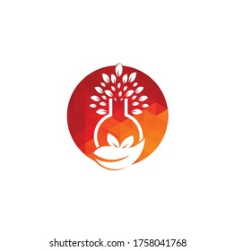Lab tree logo. Green lab vector logo design. Leaf and Lab Bottle logo	