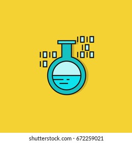 lab tube and binary number for digital lab icon on yellow background