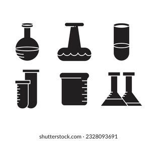 lab tube and flask icons set