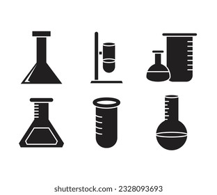 conjunto de iconos de tubo y frasco de laboratorio