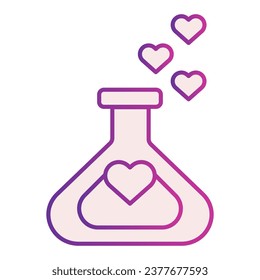 Lab tube with a heart flat icon. Laboratory of the Love illustration isolated on white. Love Chemistry potion with heart inside gradient style design, designed for web and app. Eps 10
