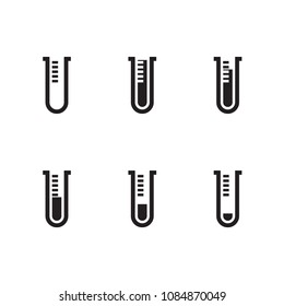 Lab tube icons set 6 style. Isolate on white background.