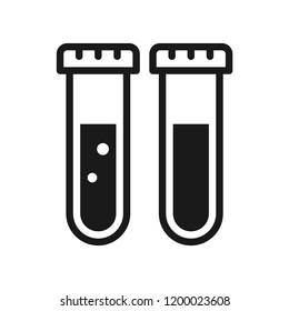 Lab tube with water solution. Science lab concept, simple flat design. Isolate on white background.