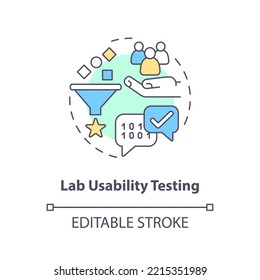 Lab Usability Testing Concept Icon. Professional User Behavior Research Method Abstract Idea Thin Line Illustration. Isolated Outline Drawing. Editable Stroke. Arial, Myriad Pro-Bold Fonts Used