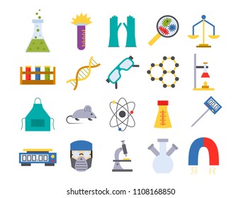 Lab vector chemical test medical laboratory scientific biology science chemistry icons illustration.