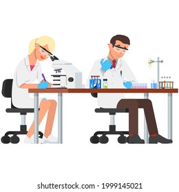 Lab vector, laboratory scientist and science experiment