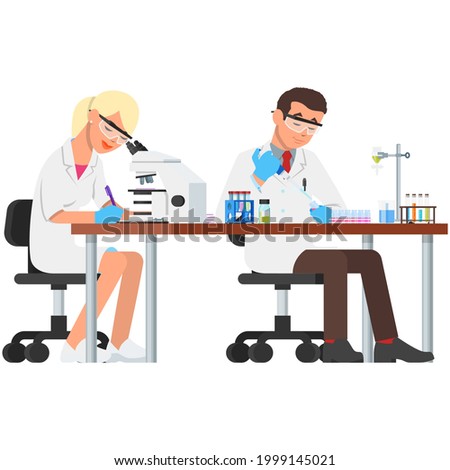 Lab vector, laboratory scientist and science experiment