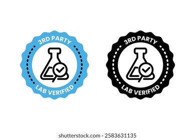 lab verified icon label for purity and potency, labeling for safe products in golden medal style vector design