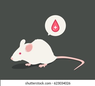 Lab White Rat Vector Illustration: Blood Test