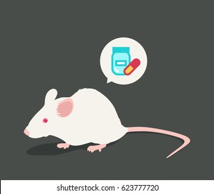 Lab white rat vector illustration: Pills