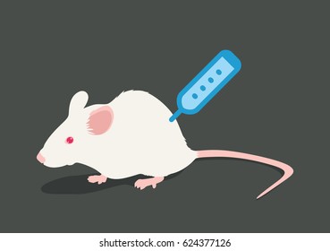Lab white rat vector illustration: thermometer