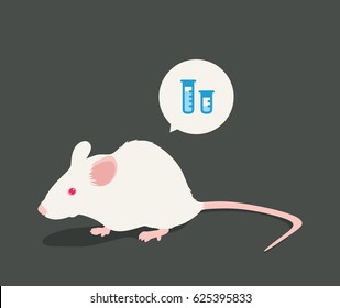 Lab White Rat Vector Illustration: Tests