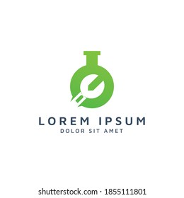 lab and wrench negative space logo design