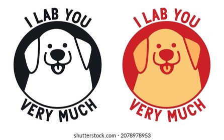 Ich lab dich sehr. Cute Vector Labrador. Funny Dog Pun. Cute Love Postkarte