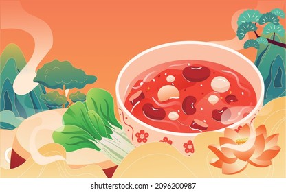 Laba Festival Laba Congee National Tide Food Illustration Festival Moon and Stars