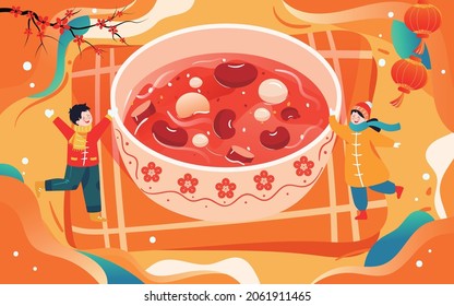 Laba porridge gourmet festival illustration Spring Festival New Year celebration Poster